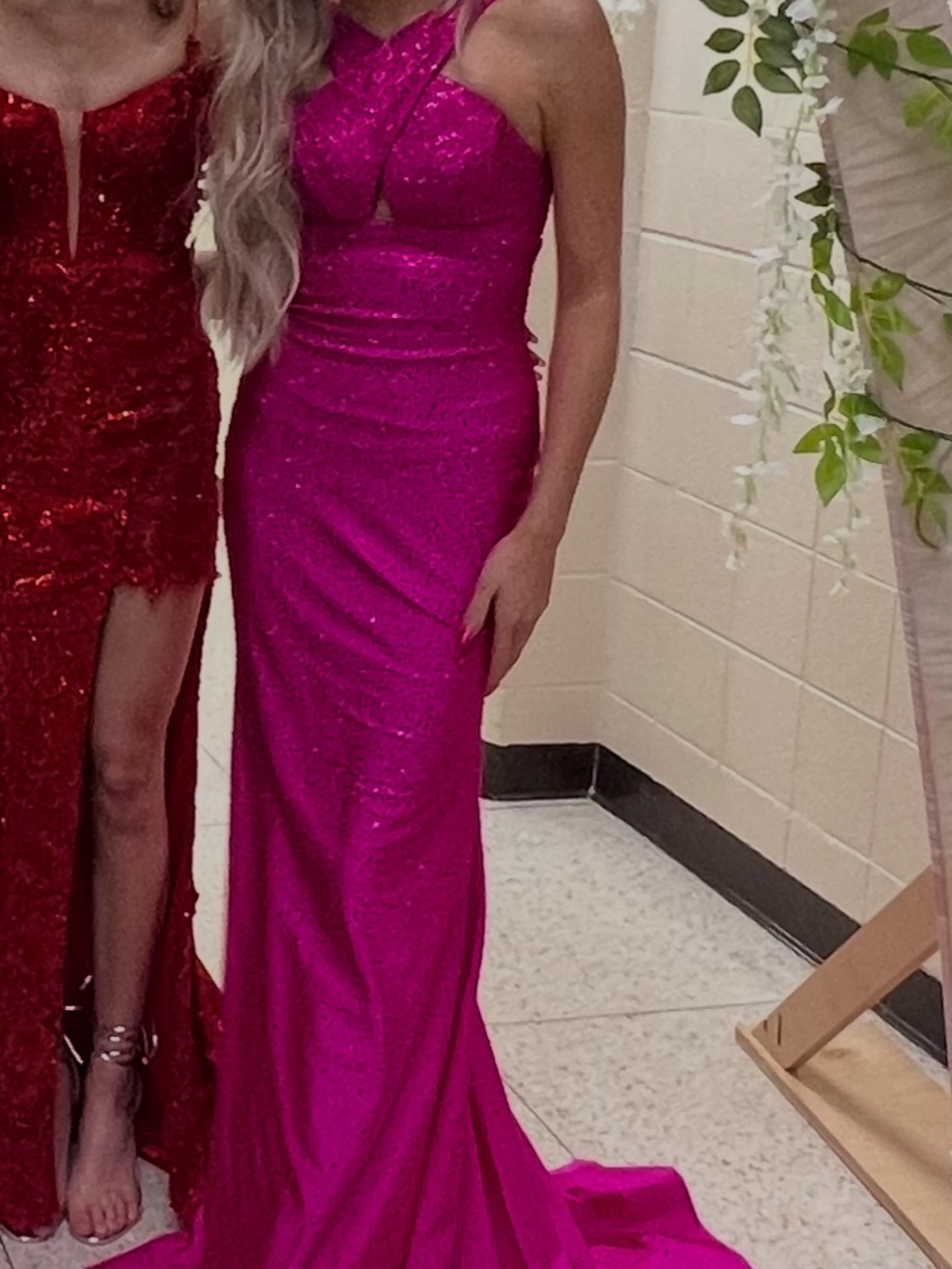 Sherri Hill Hot Pink Sequin Prom Gown